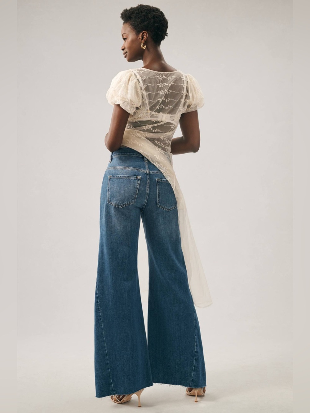 FRAME Le Baggy Palazzo Jeans in Seafarer, Size 26 - Picture 3 of 13